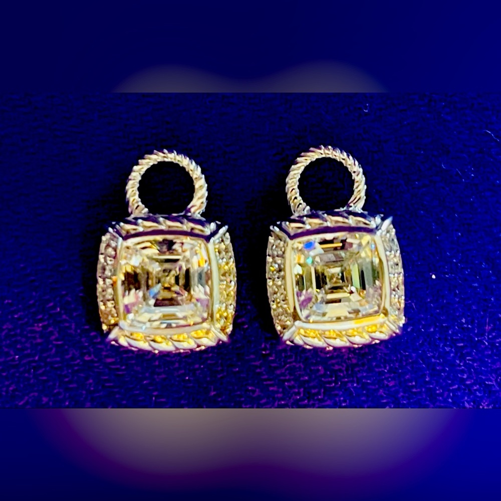 NWOT Judith Ripka Sterling Collection Asscher Cut Diamonique Earring Charms